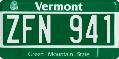 VT license plate ZFN941