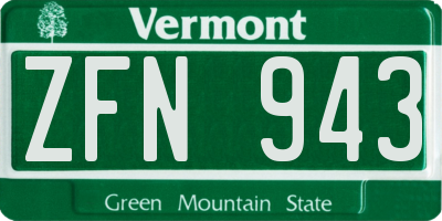 VT license plate ZFN943
