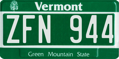VT license plate ZFN944