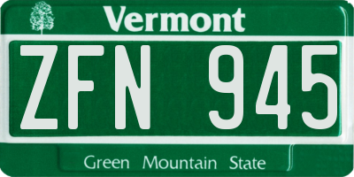 VT license plate ZFN945