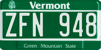 VT license plate ZFN948