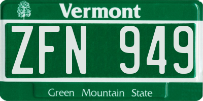 VT license plate ZFN949