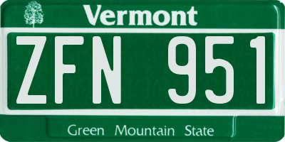 VT license plate ZFN951