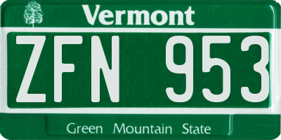 VT license plate ZFN953