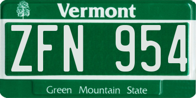 VT license plate ZFN954