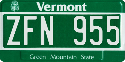 VT license plate ZFN955