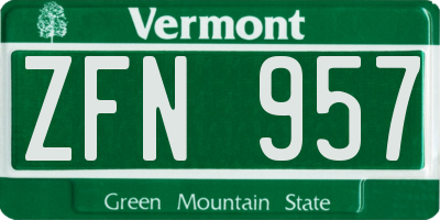 VT license plate ZFN957