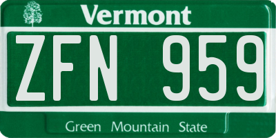 VT license plate ZFN959