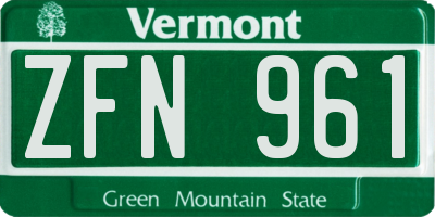 VT license plate ZFN961