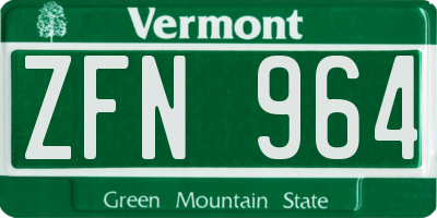 VT license plate ZFN964
