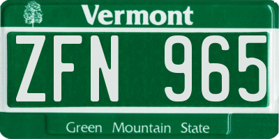 VT license plate ZFN965
