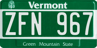 VT license plate ZFN967