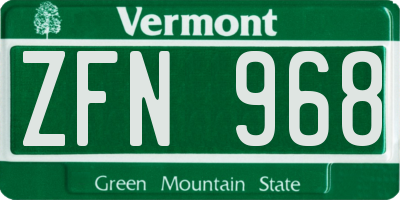 VT license plate ZFN968