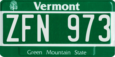 VT license plate ZFN973