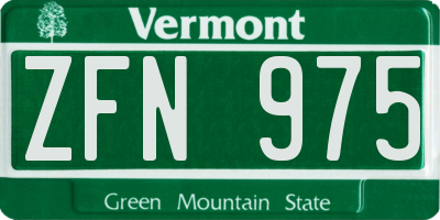 VT license plate ZFN975