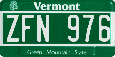 VT license plate ZFN976