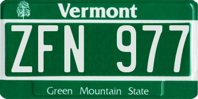 VT license plate ZFN977