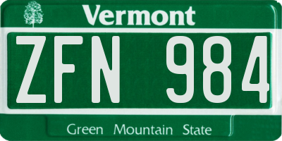 VT license plate ZFN984