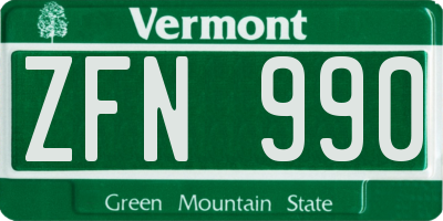 VT license plate ZFN990