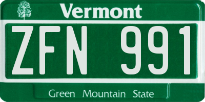 VT license plate ZFN991