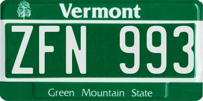 VT license plate ZFN993