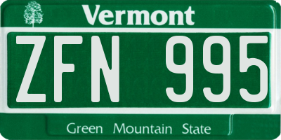 VT license plate ZFN995