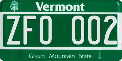 VT license plate ZFO002
