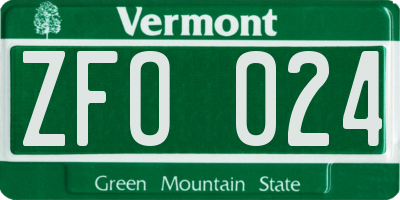 VT license plate ZFO024