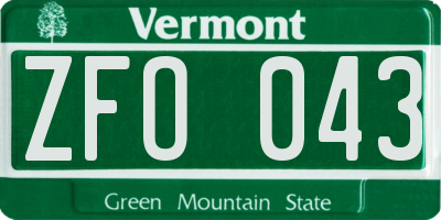 VT license plate ZFO043