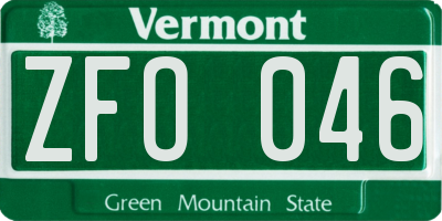 VT license plate ZFO046