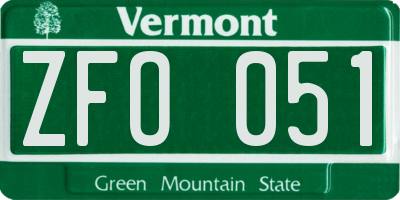 VT license plate ZFO051