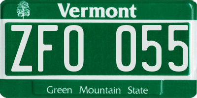 VT license plate ZFO055