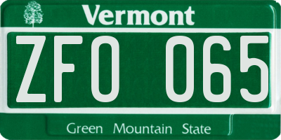 VT license plate ZFO065
