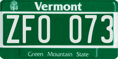 VT license plate ZFO073