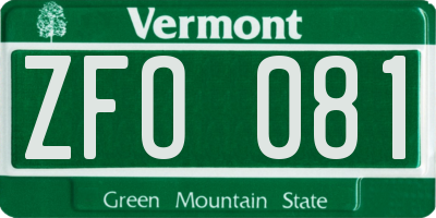 VT license plate ZFO081