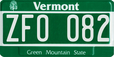 VT license plate ZFO082