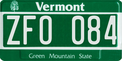 VT license plate ZFO084