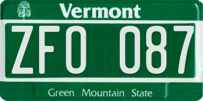 VT license plate ZFO087