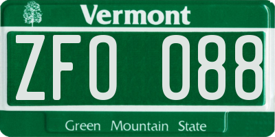 VT license plate ZFO088