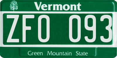 VT license plate ZFO093