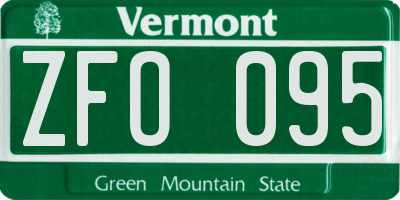 VT license plate ZFO095