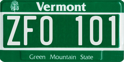 VT license plate ZFO101