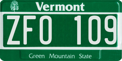 VT license plate ZFO109