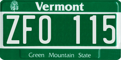 VT license plate ZFO115