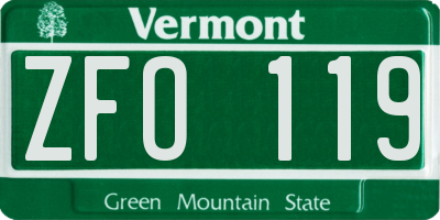 VT license plate ZFO119