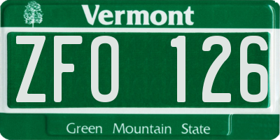 VT license plate ZFO126
