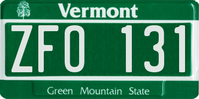 VT license plate ZFO131