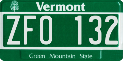 VT license plate ZFO132