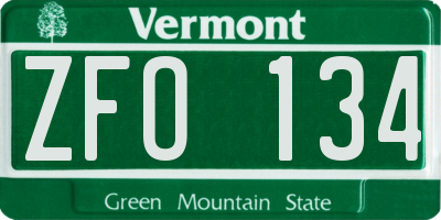 VT license plate ZFO134