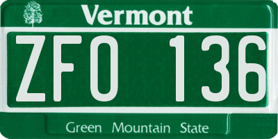 VT license plate ZFO136